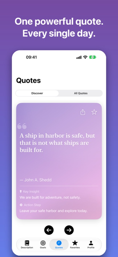 Daily Spirit quote screen: one powerful quote every single day